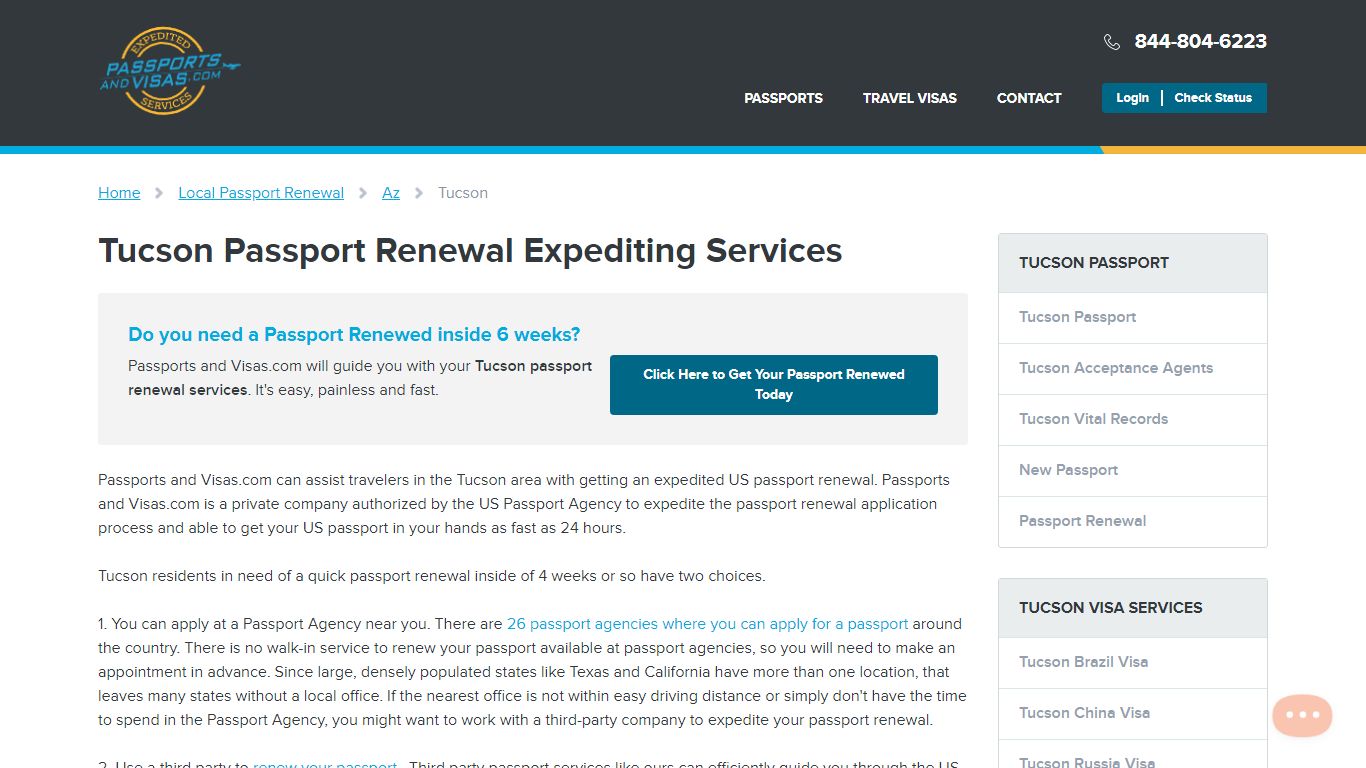 Tucson Passport Renewal Expediting Services - Passports and Visas.com