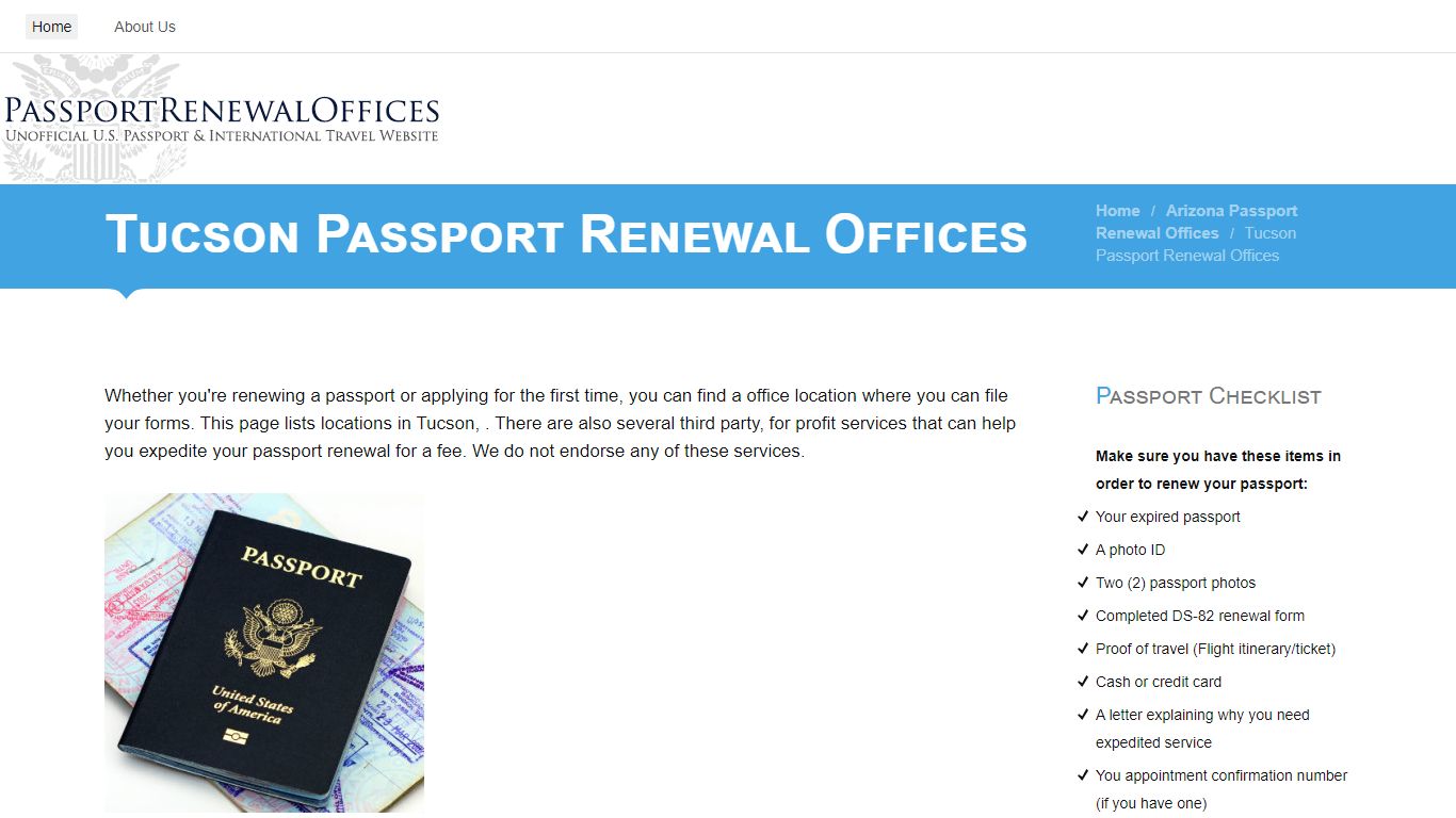 Tucson AZ Passport Renewal Offices